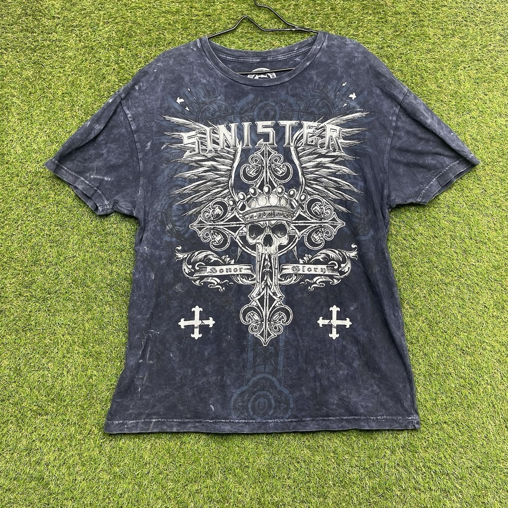 Sinister Y2K Shirt Mens XL Cross MMA Elite Warrior Soul JNCO Wings 90s Grunge
